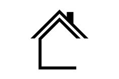 a black and white image of a house with the letter l on it's side