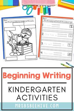 the beginning writing worksheet for children to practice their handwriting skills and read alouds