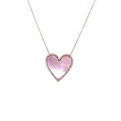 14K Yellow Gold Pink Mother of Pearl: 2.72 CT Weight Diamond: 0.18 CT Weight Size: 7/8" L x 7/8" W 15-17" Adjustable Chain Custom Clasp Pearl Heart Necklace, Pearl Heart, Mother Of Pearl Necklace, Gold Heart Necklace, Hand Chain, Anklet Bracelet, Diamond Gold, Pearl Diamond, Pendant Rings