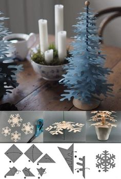 Diy Mini Christmas Tree, Diy Christmas Photo, Christmas Photo Album, Winter Diy Crafts, Christmas Craft Projects, Christmas Paper Crafts, Holiday Painting, Diy Crafts Paper Flowers, Christmas Crafts For Gifts