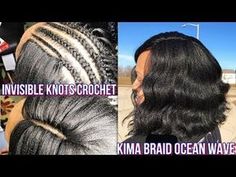 Invisible Knot Crochet, Kima Crochet Hair, Ocean Wave Hair, Knotless Crochet, Invisible Knot, Crochet Bob, Ocean Wave Crochet Hair, Natural Braided Hairstyles