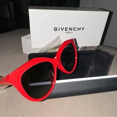 Designer Stylish Shades! New In Box With Lens Cloth And Plastic On Temples Modern Red Tinted Shield Sunglasses, Cheap Red Rectangular Sunglasses, Trendy Red Anti-reflective Shield Sunglasses, Givenchy Sunglasses Women, Modern Red Rectangular Sunglasses, Red Sunglasses, Stylish Sunglasses, Sunglasses Accessories, Givenchy