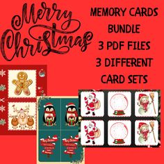 merry christmas cards bundle with 3 different designs and 4 different card sets for the holiday season