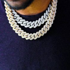 Pres Chain Bundle White Gold / 18" + 22" Diamond Prong Cuban Link Chain Bundle (19mm) Cuban Link Choker, Meat Stick, Gold Cuban Link Chain, Miami Cuban Link Chain, Miami Cuban Link, Miami Cuban, Diamond Chain, Chain Choker Necklace, Cuban Link Chain