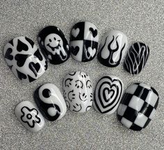 Monotone Nails, Nail 2023, Fake Nails Designs, Hello Nails, Punk Nails, Anime Nails, Stylish Nails Designs, Grunge Nails