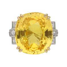 Check out this item from 1stdibs! Natural Unenhanced Yellow Ceylon Sapphire and Diamond Ring, English, Circa 1950: https://www.1stdibs.com/id-j_12226222 Antique Cocktail Ring, Sapphire Cocktail Ring, Contemporary Engagement Rings, Yellow Sapphire Rings, Vintage Cocktail Ring, Diamond Ring Set, Yellow Diamond Rings, Platinum Diamond Rings, Sapphire And Diamond Ring