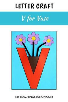 the letter v is for vase with flowers in it