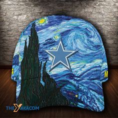 Shipping from the US. Easy 30 day return policy, 100% cotton, Double-needle neck, sleeves and hem; Roomy Unisex Fit. Dallas Cowboys Hats Woman, Flag Designs, American Football Team, Classic Hats, Starry Night Van Gogh, Hat Men, Print 3d, Flag Design, American Football