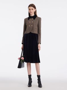 Wool Skirt Suit For Fall, Winter Workwear Sets With Buttons, Classic Long Sleeve Winter Sets, Classic Long Sleeve Sets For Fall, Classic Wool Long Sleeve Skirt Suit, Classic Tweed Skirt Suit With Long Sleeve Jacket, Elegant Wool Skirt Suit For Fall, Chic Wool Skirt Suit For Fall, Classic Long Sleeve Tweed Skirt Suit