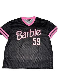 Top Seller for Barbie Malibu Womens L Black Pink Cropped Midriff Football Shirt Jersey #59 NWT, Womens Tops Retro Black Crop Top With Graphic Print, Retro Black Graphic Print Crop Top, Black Retro Crop Top With Graphic Print, Retro Black Crop Top For Streetwear, Retro Black Short Sleeve Crop Top, 90s Style Black Stretch Tops, Black Stretch 90s Tops, Black Stretch 90s Style Tops, 90s Black Stretch T-shirt