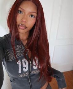 Red Hair Box Dye, 90s Red Hair, Auburn Hair Black Women, Ginger Hair On Brown Skin, Dark Ginger Hair Black Women, Daughter Of The Most High, Graduation Hair, Cherry Red Hair, Hair Colorful