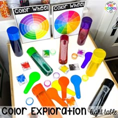 the table is full of different colors and shapes for kids to use in their art project