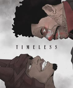 an image of two people with the words timeless on their foreheads and one has his eyes closed