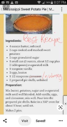 the recipe is displayed on an iphone screen