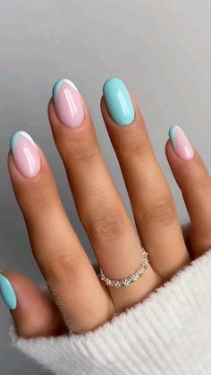 Rounded Acrylic Nails, Aqua Nails, Round Nails, Oval Nails, Chic Nails