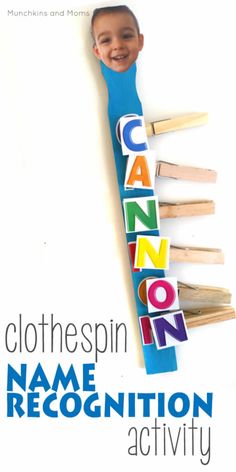 clothespin name recognition activity for kids