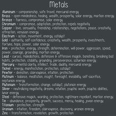 Metals In Witchcraft, Witch Notes, Cosmic Witch, Metal Magic