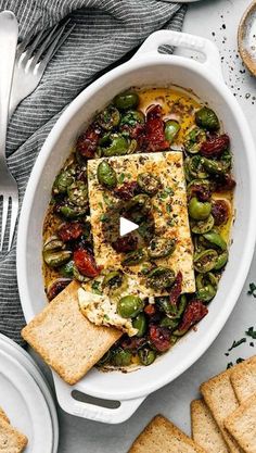 Appetizer For Dinner, Olive Dip, Mediterranean Recipes Healthy, Dinner Party Appetizers, Baked Feta, Hot Appetizers, Bread Dip, Healthy Plant Based Recipes, Dinner Appetizers