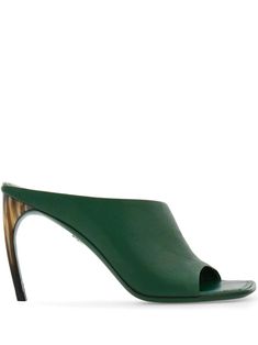 Ferragamo curved-heel Mules - Farfetch Green Mules, Heel Mules, Warm Weather Outfits, Leather Cap, Boot Pumps, Sneaker Heels, Nappa Leather, Mules Shoes, Lanvin