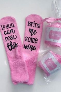 Brand new super-soft pink fuzzy socks with anti-slip lettering on the soles. They come in adorable cupcake packaging. Perfect stocking stuffer or gift to pair with a bottle of wine! One size fits most. Pink Fuzzy Socks, Cupcake Packaging, Sock Cupcakes, Wine Socks, Cupcake Gift, Fleece Socks, Wine Print, Fluffy Socks, 18th Birthday Gifts