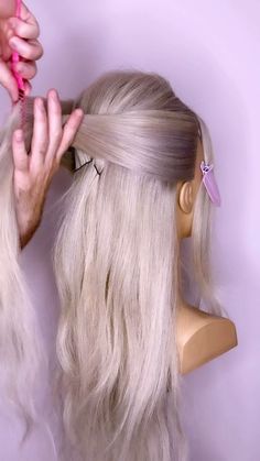 Updos Tutorials, Updo Inspiration, Love Hairstyles, Long Hair Designs, Hair Updos Tutorials, Half Up Wedding Hair, Pink Quince