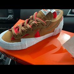 Brand New, Just Bought Them On The Sneakers App. Sporty Brown Custom Sneakers With Red Sole, Brown Sneakers With Red Sole, Brown Low-top Custom Sneakers With Boost Midsole, Brown High-top Custom Sneakers With Red Sole, Brown Low-top Custom Sneakers For Skateboarding, Nike Custom Sneakers Orange With Red Sole, Nike Orange Sneakers With Red Sole, Brown Slip-on Sneakers With Red Sole, Nike Brown Low-top Custom Sneakers