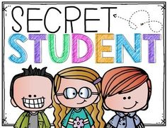 a poster with the words secret student and two kids standing next to each other in front of a chalkboard