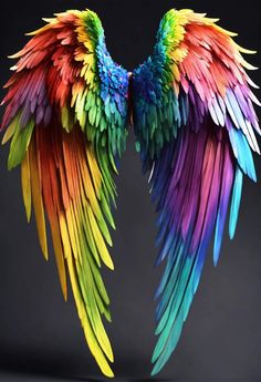 an image of two colorful wings that look like they're made out of feathers