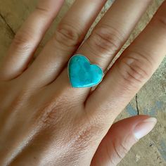 Gorgeous Arizona Turquoise 925 Silver Heart Ring 💙 Size 6 Turquoise Gemstone Heart Ring For Anniversary, Heart-shaped Turquoise Ring For Anniversary, Handmade Blue Heart Ring, Handmade Blue Heart Shaped Ring, Heart-shaped Turquoise Blue Ring For Gift, Heart-shaped Blue Turquoise Ring For Gift, Heart-shaped Blue Turquoise Ring Gift, Heart-shaped Turquoise Ring As Gift, Heart-shaped Turquoise Sterling Silver Ring