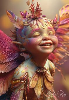 a close up of a statue of a fairy