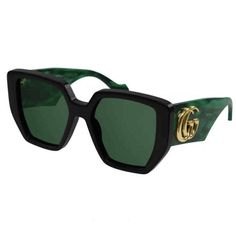 Gucci Sunglasses GG0956S 001 Black Gold Green Lens Square Woman Large  Size: 54-19-145mm  The GUCCI GG0956S 001 sunglasses are ideal for a wide range of personalities that show up for their essence and good taste. The GUCCI GG0956S 001 sunglasses will give you a stunning style step by step, protecting your eyes and guaranteeing the best price.  100% Authentic  Made in Italy  Comes with Gucci Case, Cloth and paperwork Green Gucci, Green Lens, Victorinox Swiss Army, Gucci Sunglasses, Green Shoes, Sunglass Lenses, Women's Sunglasses, Square Frames, Black Green