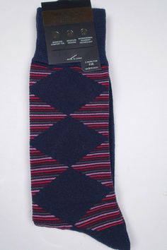 38% Rayon, 35% Acrylic, 25% Nylon, 2% Spandex Adult 7-12 Red Diamond, Calf Socks, Stripe Dress, Dress Socks, Striped Dress, Handmade Items, Mens Accessories, Navy Blue, Socks