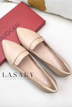 Lasaky - Italian Leather Slip-On Loafer Shoes featuring Anti-Slip Soles Synthetic Slip-on Loafers For Office, Synthetic Slip-on Office Loafers, Trendy Closed Toe Slip-ons For Work, Beige Slip-on Loafers For Spring, Spring Beige Slip-on Loafers, Beige Slip-on Flat Moccasins, Slip-on Closed Toe Platform Loafers For Spring, Spring Slip-on Platform Loafers With Closed Toe, Spring Slip-on Closed Toe Platform Loafers