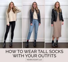 how to wear tall socks How To Style Blundstone Boots, Outfits With Socks, Socks Over Leggings Outfit, Socks Over Leggings, Crew Socks Outfit, Sock Boots Outfit, Winter Style Guide, Socks Outfit, Fall Boots Outfit