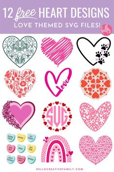 the 12 free heart designs for valentine's day