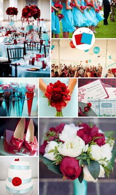 red and blue wedding color scheme