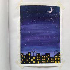 a piece of paper that has been altered to look like a night sky