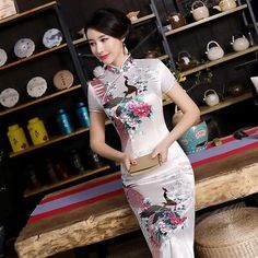 Great shopping ideas for New Luxurious White Satin Phoenix Chinese Long Dress Cheongsam Qipao lcdress52, Womens Dresses Chinese Long Dress, Chinese Style Dress, Chinese Wedding, Chinese Clothing, Chinese Dress, Vacation Dresses, Style Women, Cheongsam, Fashion Summer