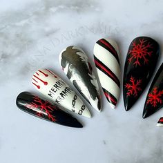 Christmas Nails Coffin, Red Chrome, Gothic Christmas, Edmonton Canada, Red Gothic, Kit Christmas, Orange Wood, Hard Gel, Stick On Nails