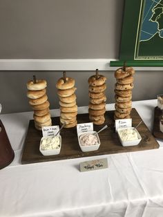 an assortment of food items displayed on a table