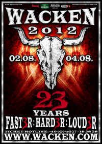 the poster for wacken 2012 shows an image of a bull's skull on it