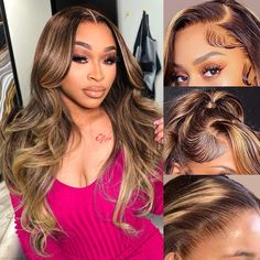 PRICES MAY VARY. 💗 Full 13x4 Body Wave Highlight Lace Front Wig Human Hair Material: 100% Brazilian Human Virgin Hair Highlight Lace Front Wig, from Brazilian Virgin, Healthy and Stronger, Soft and Full.True to Length and Pre Plucked Hairline Make Wearing More Natural and Comfortable. 💗4/27 Highlight Lace Front Wigs Human Hair 13x4 full frontal wig: Our 4/27 Wig Lace Use Full 13x4 HD Transparent Swiss Lace, Flawless Melt with the Scalp, Can Fit Most Skin Color Tones, Light Small Bleached Knots Full Frontal Wigs, Highlight Lace Front Wig, Ponytail Bun, Full Frontal, Colors For Skin Tone, Wig Lace