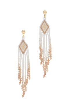 Cavo Dangle Earring Blanched Almond Elegant Tassel Earrings With Round Dangling Beads, Elegant Beige Dangle Beaded Earrings, Elegant Beaded Dangle Earrings With Tassels, Elegant Long Drop Beaded Tassel Earrings, Elegant Long Drop Earrings With Beaded Fringe, Elegant Adjustable Tassel Earrings With Round Beads, Elegant Long Drop Beaded Fringe Earrings, Elegant Tassel Earrings With Beaded Fringe, Elegant Beige Adjustable Beaded Earrings