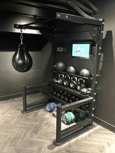 the gym equipment is organized and ready to be used