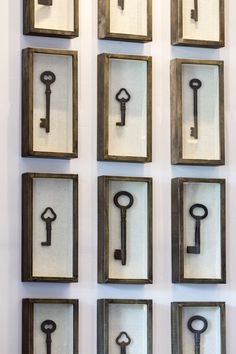 six framed pictures with different keys on them