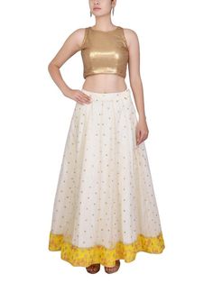 White Yellow Raw Silk Resham Lehenga Set - Trendroots Yellow Dupatta, Yellow Border, White Skirt, Silk Skirt, Raw Silk, White Skirts, Lehenga, Yellow White, Color Variations