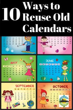 a calendar with the words 10 ways to reuse old calendars in english and spanish