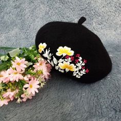 Hand Embroidered Beret for Women Winter Warm Beret 7 Style - Etsy Bulgaria Trendy Black Mini Hat For Winter, Handmade Black Mini Hats For Winter, Black Spring Beret Cap, Handmade Black Mini Winter Hats, Spring Black Beret Cap, Trendy Fall Hats As Gifts, Winter Embroidered Hat As Gift, Winter Flat Cap Beret For Gift, Flat Cap Hats As Winter Gifts