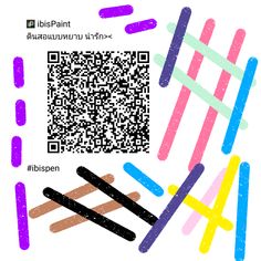 a qr - code is shown next to colored sticks