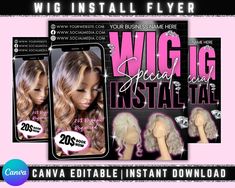 the wig flyer is shown with an image of a woman's head and hair